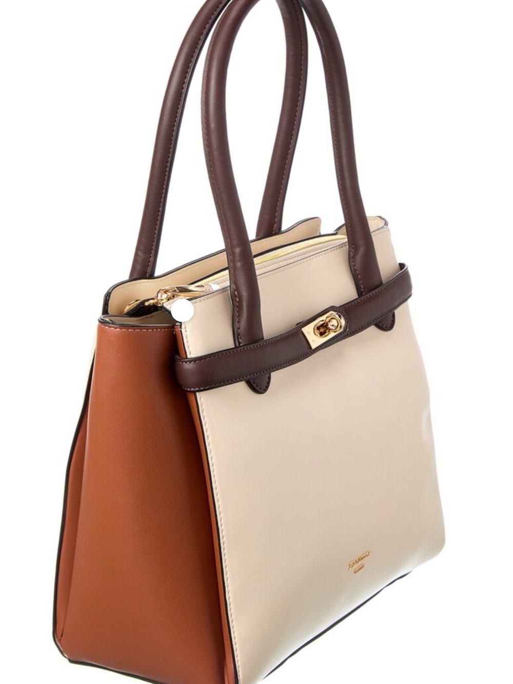 NWT Dune London Daly Tote Women's Two-Tone Leather Tote Bag - Cream & Brown